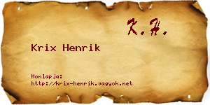 Krix Henrik névjegykártya